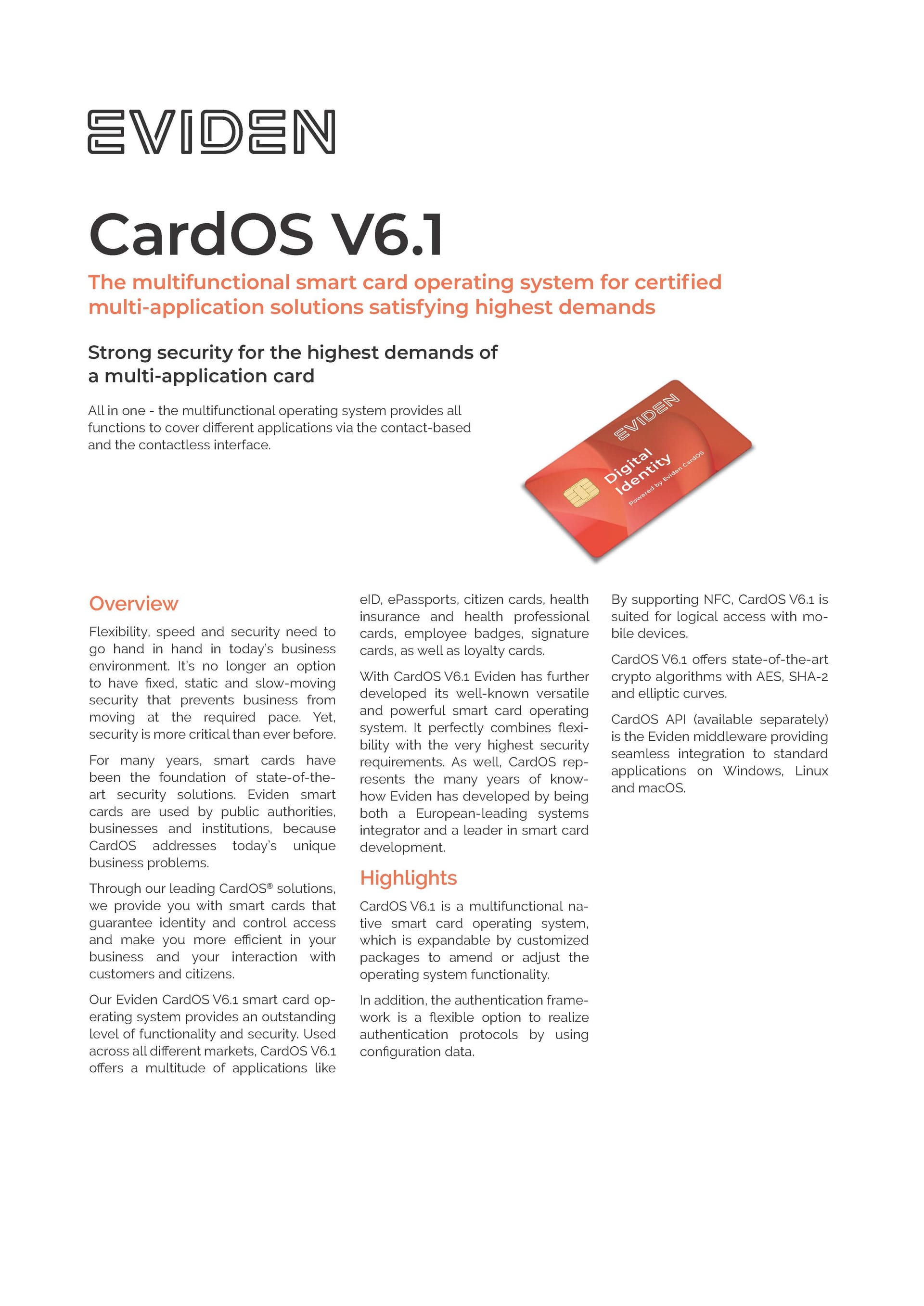 Eviden CardOS V6.1 - factsheet