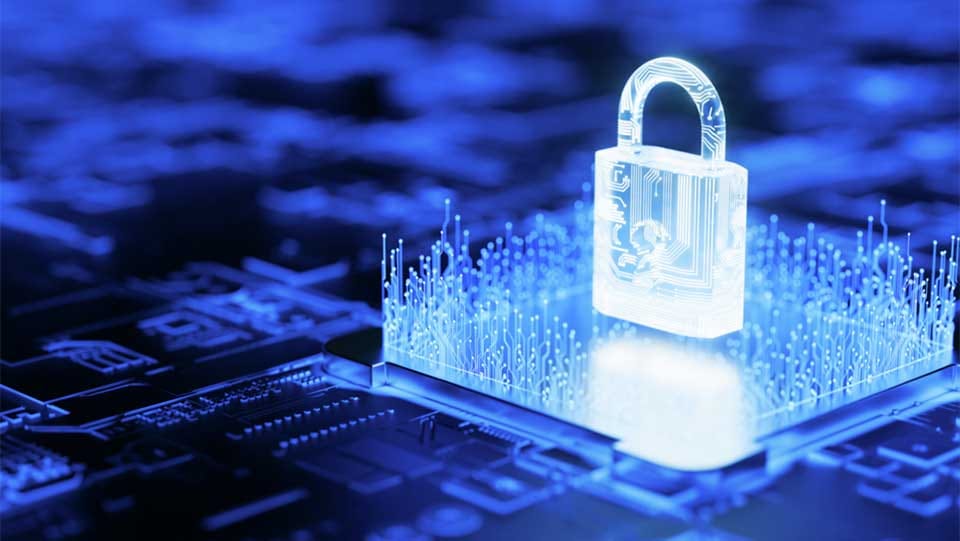 Security padlock and circuit board to protect data