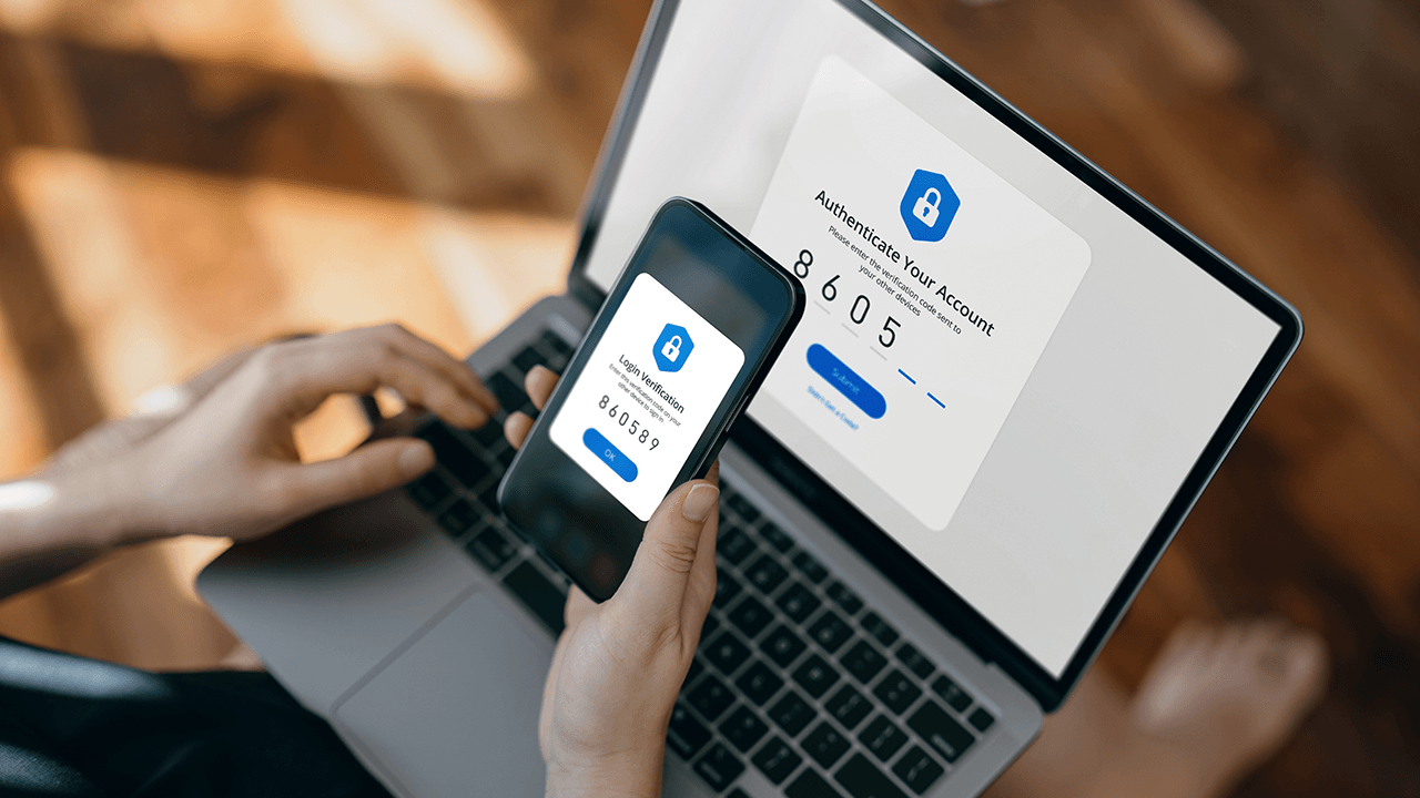 Woman using mobile device with Two-Factor Authentication